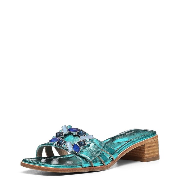 Donald Pliner Women's “Bellamy” Turquoise Metallic Sandal Size 11 - Picture 1 of 3